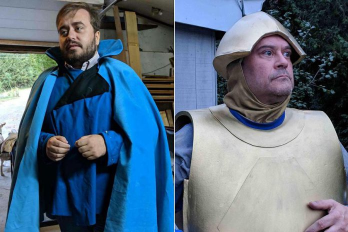 In Planet 12's "Space Academy", Adam Martignetti performs as Commander Gampu, sporting a costume designed by Kathryn Bahun and inspired by the Lando Calrissian character in Star Wars.  Brad Brackenridge will perform as Peepo the Robot.  (Photo courtesy of Planet 12 Productions)