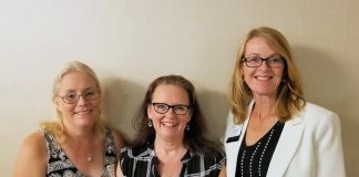 Three members of the Women's Business Network of Peterborough -- Heather Doughty, Tracey Ormond, and Monika Carmichael -- each candidly shared their personal stories of struggle and success at the kick-off meeting of the networking organization's 2018-19 season at the Holiday Inn in Peterborough on September 5, 2018. (Photo: Rencee Noonan / WBN)