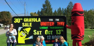The 30th Annual Crayola Sale, a fundraiser for the United Way for the City of Kawartha Lakes, takes place on the morning of Saturday, October 13, 2018, at the Lindsay Exhibition Fairgrounds and is open to the public. (Photo: United Way for the City of Kawartha Lakes)