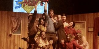 The cast of "Evil Dead The Musical" during a preview performance. The gory musical comedy returns to the Market Hall in downtown Peterborough for four performances from October 11 to 13. (Photo: Sam Tweedle / kawarthaNOW.com)