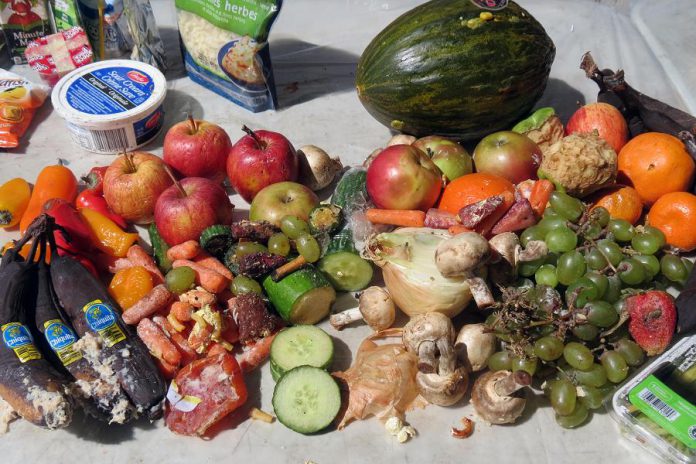 These items of wasted food were discovered in seven household garbages from curbside collection on one street in Peterborough County during their May 2018 waste audit. Local waste audits have determined that the Peterborough landfill takes in 5,880 tonnes, or 650 truckloads of wasted food each year. (Photo: County of Peterborough) 