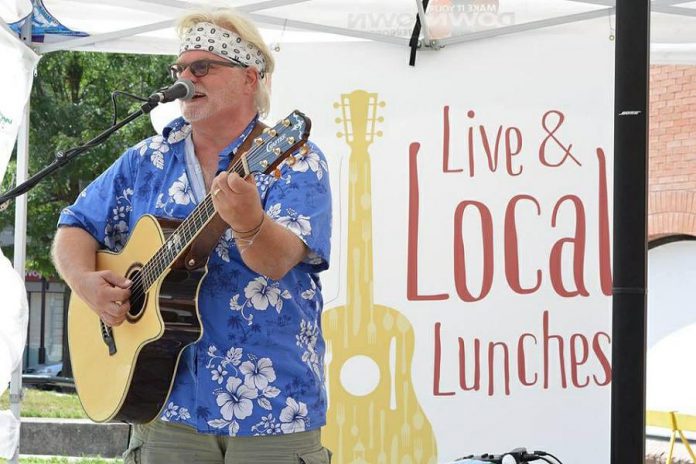 Jan Schoute performing during "Live & Local Lunches" in downtown Peterborough in 2017. (Photo: Peterborough DBIA)