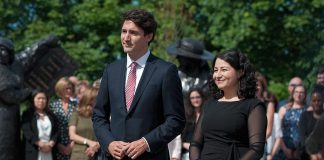 Minister of Status of Women Maryam Monsef with Prime Minister Justin Trudeau during the 2017 announcement of the Women Deliver Conference, to be held in 2019 in Vancouver. The Peterborough-Kawartha MP sat down with kawarthaNOW's Paul Rellinger on October 12, 2018 for a chat on a range of issues. (Photo: Women Deliver)