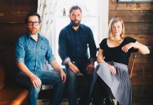 Folk Under The Clock presents Newfoundland folk trio The Once (Phil Churchill, Andrew Dale, and Geraldine Hollet) at the Market Hall in downtown Peterborough on November 21, 2018. (Photo: Tom Cochrane)