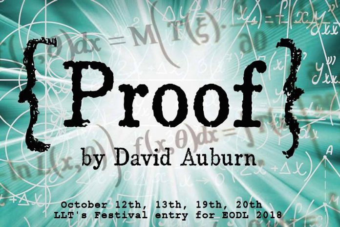 David Auburn's "Proof" debuted on Broadway in 2000. It won three Tony Awards, won the  Pulitzer Prize for Drama, and was made into a 2005 film starring Anthony Hopkins, Gwyneth Paltrow, and Jake Gyllenhaal. The Lindsay Little Theatre production runs October 12, 13, 19 and 20 and is also the theatre company's  entry into the Eastern Ontario Drama League festival.  