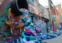 It takes 2,650 litres of water to produce a single cotton t-shirt, and Canadians throw away more than 12 million tonnes of clothing and textiles every year, 95 per cent of which could be reused or recycled. Pictured is part of an interactive art installation about textile waste in Graffiti Alley of Toronto’s Fashion District created by Value Village Thift Store for "Textile Tuesday" during Waste Reduction Week, which takes place until October 21st. (Photo: Value Village / Instagram)