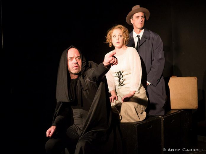 Dan Smith as Igor, Sarah McNeilly as Inga, and Luke Foster as Fredrick Frankenstein in Ryan Kerr's recreatinn of the 1974 Mel Brooks' cult classic "Young Frankenstein", running from October 25 to 27, 2018 at The Theatre on King in downtown Peterborough. (Photo: Andy Carroll)