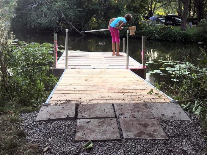 The dock at the GreenUP Ecology Park waterfront was made accessible earlier this spring, thanks to funding from the Community Foundation of Greater Peterborough. More accessible features are being planned for Ecology Park, to enable visitors of varying abilities to experience the park more inclusively. (Photo: GreenUP)