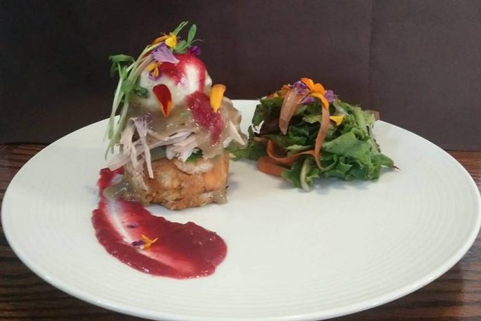 The Monaghan Cafe has developed a reputation for innovative and exquisitely plated brunches. Pictured is a Turkey Benedict, created as a Thanksgiving special. The restaurant is launching a new dinner menu this month. (Photo: The Monaghan Cafe)