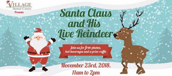 Santa Claus & Live Reindeer At Village Dental Centre 