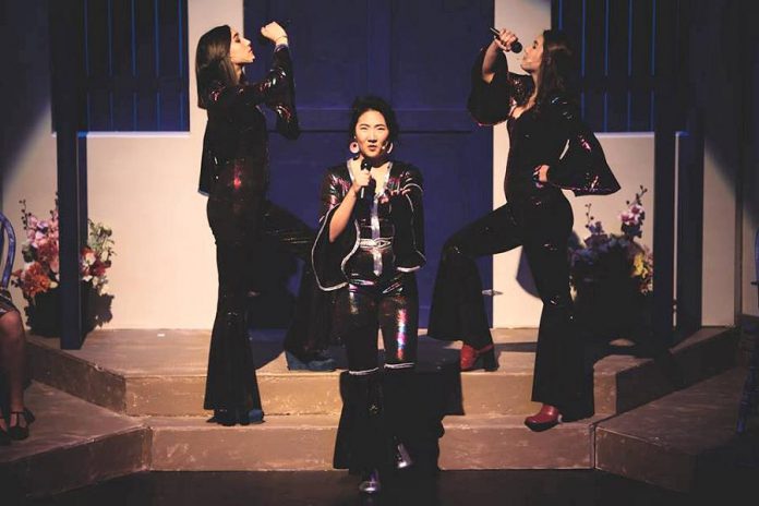 Catherine Kim as Donna, Valetina Boren as Tanya, and Sierra Gibb as Rosie perform "Super Trouper".  (Photo: Sara Connelly / SC Photography)