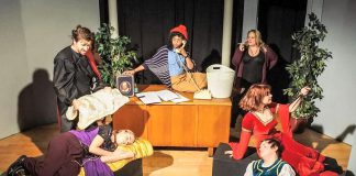 The cast of Lindsay Little Theatre's production of Ann-Marie MacDonald's comedy "Goodnight Desdemona (Good Morning Juliet)", where a downtrodden assistant professor struggling to complete her doctorate enters the world of Shakespeare's "Othello" and "Romeo and Juliet". The play runs from November 16 to 25 in Lindsay. (Photo: Shannon Peters Bain)