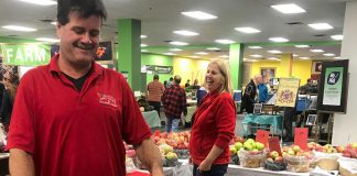 The Peterborough Regional Farmers' Market opened on Saturday, November 3rd at its new winter location in Peterborough Square in downtown Peterborough. The indoor market runs from 8 a.m. to 1 p.m. every Saturday from November to April and includes the same features as the summer outdoor market, including products from local primary producers (pictured is Brian Allin of Allin's Orchards), prepared food, artisan products, live music, and a children's area. (Photo: Barb Shaw / kawarthaNOW.com)