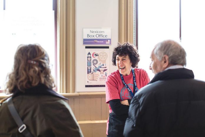 A volunteer at the 2018  ReFrame Film Festival at Showplace in downtown Peterborough. Volunteer opportunities are available for the 15th annual festival that runs from January 24 to 27, 2019. (Photo: Bryan Reid)