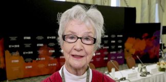Peterborough activist, feminist, and writer Rosemary Ganley (pictured at a meeting of the G7 council on issues of gender equality in June 2018) will receive the 2018 YMCA Peace Medal. (Photo: Global Affairs Canada)