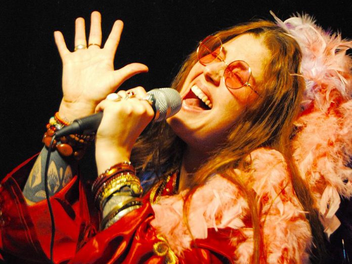 Musician and actor Lindsay Barr as Janis Joplin "A Musical Journey with Janis Joplin" at Peterborough's Market Hall. (Photo:  Denis Goggin)