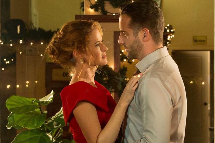 Sarah Drew and Niall Matter in a scene from Christmas Pen Pals. The new TV movie, based on a screenplay written by Peterborough native Carley Smale, will premiere on December 15th in the United States on the Lifetime channel, followed by the Canadian premiere on December 22nd on Super Channel.   (Supplied photo)