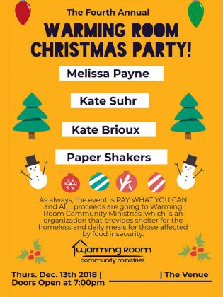 The fourth annual Warming Room Christmas Party on December 13, 2018 is a fundraiser for Warming Room Community Ministries.