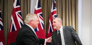 Premier Doug Ford welcomes Kawartha Lakes Mayor Andy Letham to a one-on-one meeting at Queen's Park in Toronto on December 10, 2018. (Photo: Office of the Premier)
