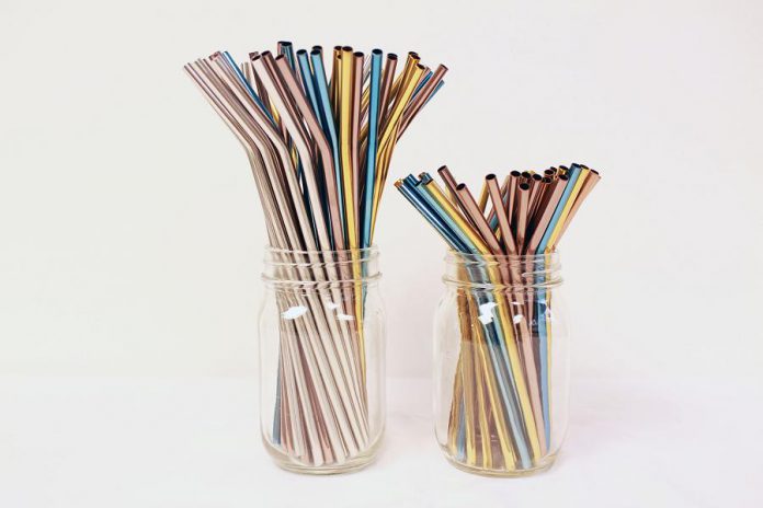 Reusable stainless steel straws.