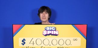 Karen Scott of Apsley with her $400,000 prize. (Photo: OLG)