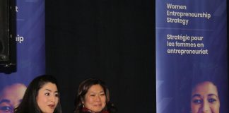 Peterborough-Kawartha MP Maryam Monsef, who is now the Minister for Women and Gender Equality, with Mary Ng, Minister of Small Business and Export Promotion, at a town hall meeting in the Nexicom Studio at Showplace Performance Centre hosted by the Women's Business Network of Peterborough on December 19, 2018. The two federal cabinet ministers met with female entrepreneurs and small business owners to discuss government supports available to women entrepreneurs across Canada. (Photo: Office of Maryam Monsef)