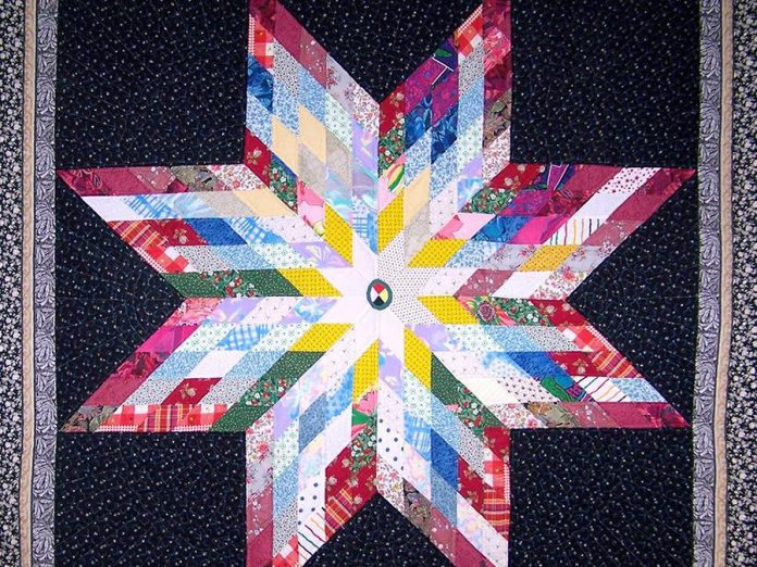  A detail of one of Alice Olsen Williams' striking quilts from her exhibition 'Star Song'. (Photo courtesy of Artspace)