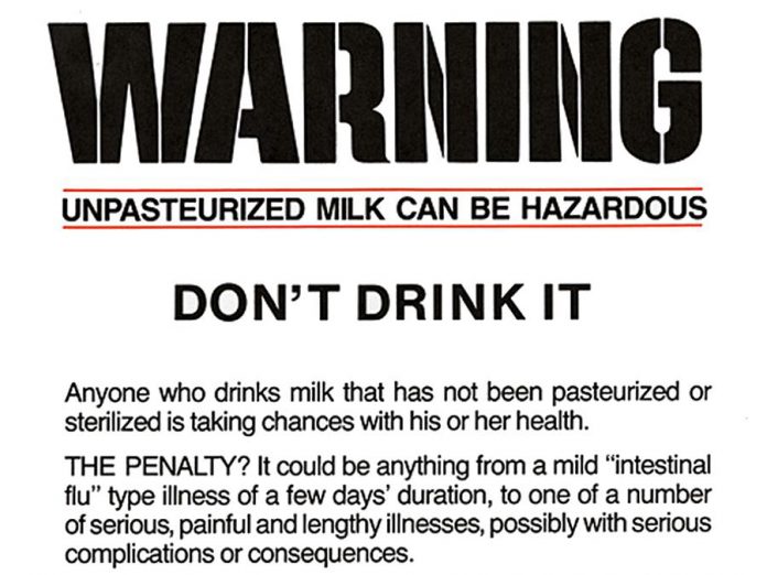 Part of a 1986 flyer from the Ontario Ministry of Health warning about drinking unpasteurized milk.  (Photo: Archives of Ontario)