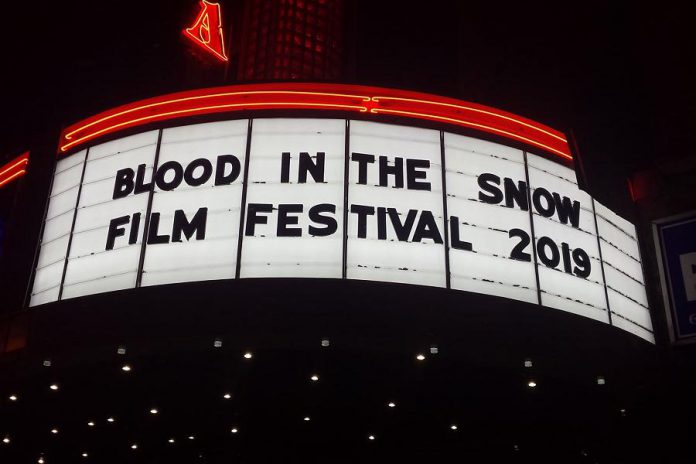 The Toronto-based Blood in the Snow horror film festival is touring four cities in southern Ontario during March 2019, beginning with a stop at Peterborough's Market Hall on March 1 and 2. The festival, which celebrates the best in contemporary Canadian horror, genre, and underground film, will be screening four feature-length films along with five short films, some of which were made by local filmmakers. (Photo courtesy of Blood in the Snow)