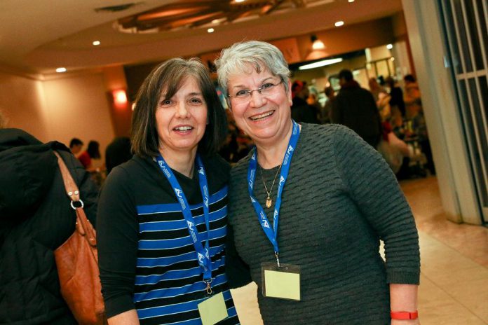 Nancy Doherty (left) and Maria Castiglione are among the volunteer members of the organizing committee for the Peterborough Family Literacy Day event. The committee starts meeting in the fall, working towards putting together an activity-packed educational event held each January at Peterborough Square. This year’s 20th event will be held Saturday, January 26, 2019, from 9 a.m. to noon.  (Photo: Peter Rellinger)