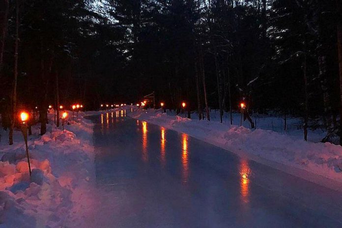 On Saturday night, the 1.4km ice trail in Balsam Lake Provincial Park will be lined with lit torches. (Photo: Balsam Lake Provincial Park)