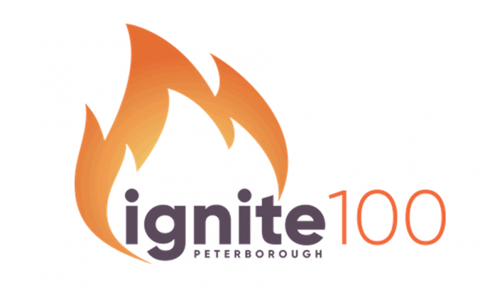 ignite100 is a new annual innovation competition from Community Futures Peterborough, where the winner will receive a repayable loan of $100,000 with no payments in the first year and no interest for the first three years. (Graphic: Community Futures Peterborough)