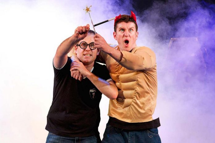 Creators and original performers Jefferson Turner and Daniel Clarkson in "Potted Potter: The Unauthorized Harry Experience – A Parody by Dan and Jeff". The family-friendly hit parody of the Harry Potter book series, in which two actors recap the plot of all seven books and 360 characters in 70 minutes, comes to Peterborough for two performances at Showplace Performance Centre in downtown Peterborough on March 11 and 12, 2019. (Photo: Potted Productions / Starvox Entertainment)