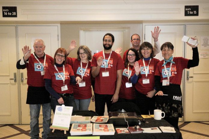 A few of the volunteers at Showplace Performance Centre  in downtown Peterborough at the 2016 ReFrame Film Festival. (Photo courtesy of ReFrame)