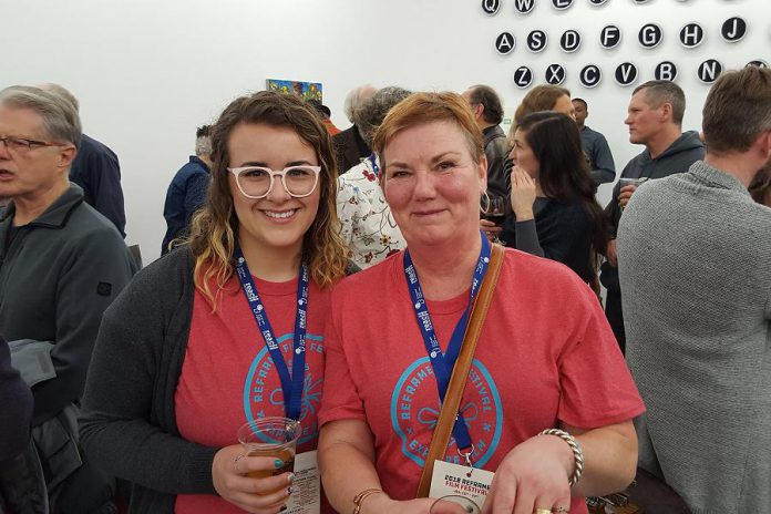 ReFrame volunteer coordinators Andrea Monos and Kathleen Shea Gehmair at last year's ReFrame Film Festival. (Photo courtesy of ReFrame)