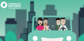 Peterborough Public Health has signed on with Commute Ontario, a province-wide initiative to encourage people to use active and sustainable forms of transportation such as walking and cycling and carpooling and taking transit. Organizations that sign up for the initiative get access to programs and tools including Carpool Ontario, an online service that connects drivers with riders. (Graphic: Commute Ontario)