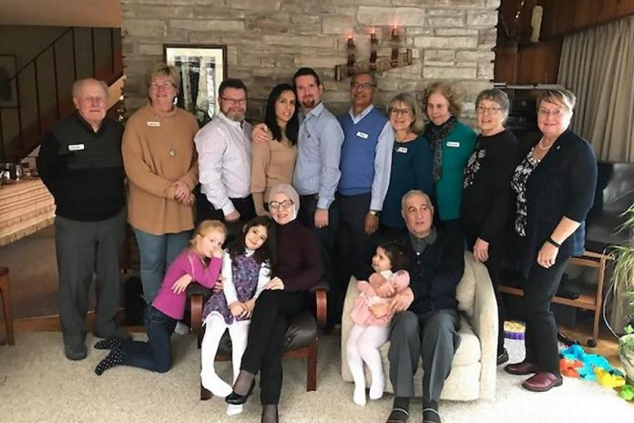 Kawartha Rotary Club's Syrian Sponsorship Committee members met over a celebratory luncheon with the Yakan family of Syria, who first arrived in Peterborough in early 2016 and have since been raising their young family and becoming productive members of the community.   (Photo courtesy of Rotary Club of Peterborough Kawartha)