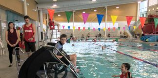 The "pool pod" at Peterborough Sport and Wellness Centre at Fleming College assists people with mobility impairments to get in and out of a pool independently. (Photo: City of Peterborough)