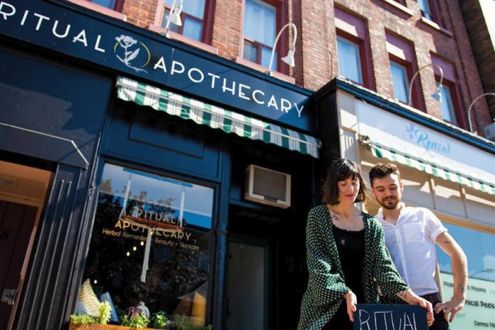 Peterborough police are investigating break-ins at a Hunter Street East business and two businesses on Charlotte Street, including at Ritual Apothecary, the winner of the 2018 Win This Space entrepreneurial competition in downtown Peterborough. All three break-ins took place between February 14 and 17, 2019. (Photo: Peterborough DBIA)