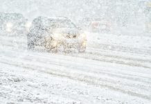 Cars in a snowstorm