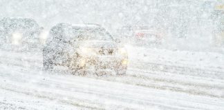 Cars in a snowstorm