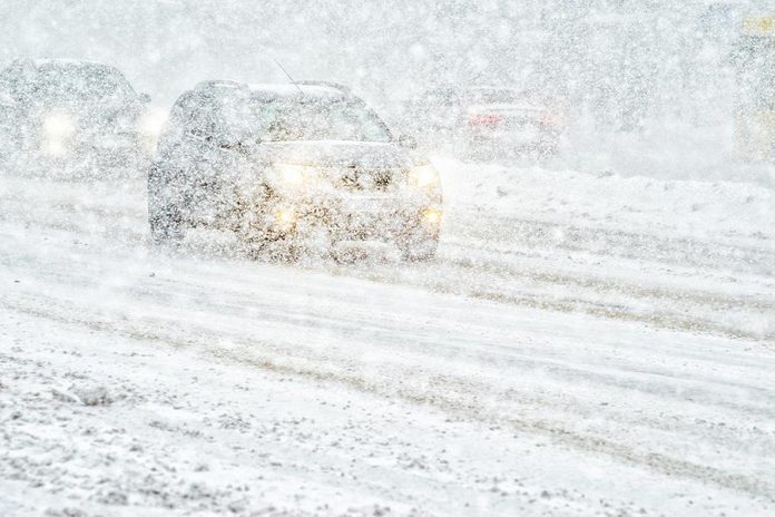 Cars in a snowstorm