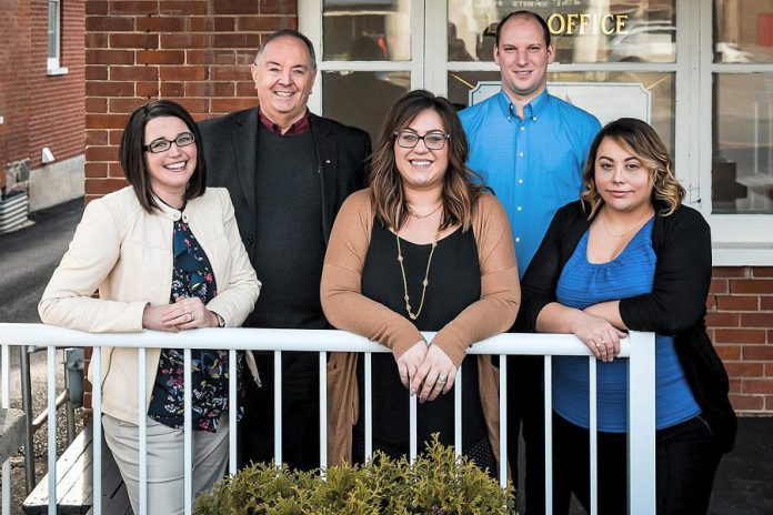 The Sullivan Law Ptbo team, from left to right: Martha Sullivan, Scott McMichael, Sarah Whalen, Ben Teeter, and Jenn Rowles. (Photo: Samantha Moss / MossWorks)