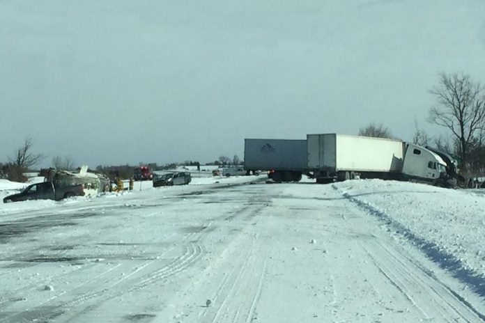 Both the northbound and southbound lanes of Highway 115 have been closed between Porter Road and Tapley Quarter Line while police document the second multi-vehicle collision in two days on the same stretch of the highway. (Photo: OPP)