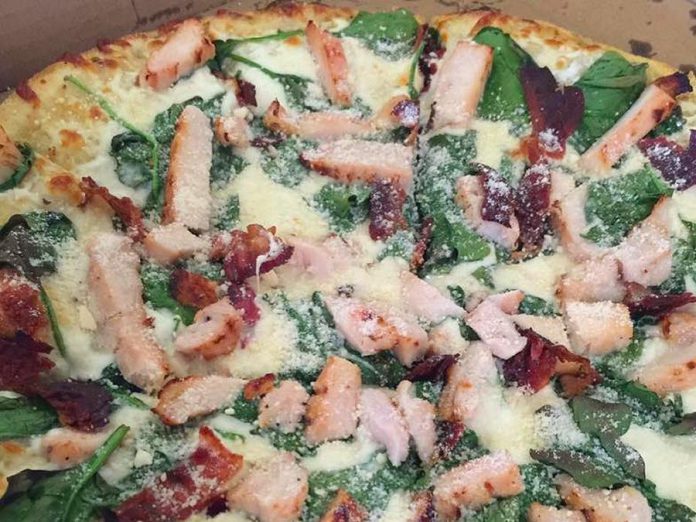 A customer favourite is the Chicken Caesar pizza. Pizza Alloro also offers vegetarian, vegan, and gluten-free options. (Photo courtesy of Pizza Alloro)
