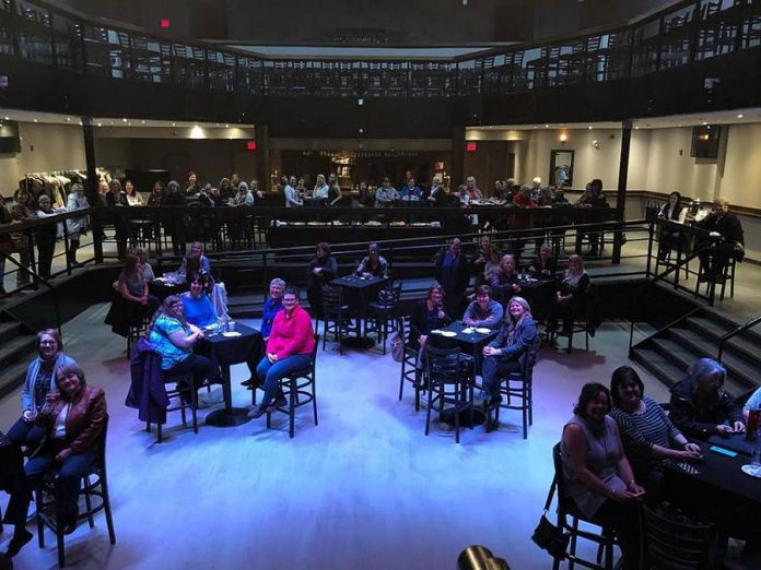 Some of the members of 100 Women Peterborough at their first meeting of the year on Tuesday night (March 19) at The Venue in downtown Peterborough, where they raised over $10,200 in under one hour for Brock Mission's Cameron House. (Photo: Rosalea Terry)