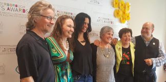 The six recipients of the 2018 Peterborough Arts Awards: Robert Winslow, Melody Thomas, Leanne Betasamosake Simpson, Krista English, Beth McMaster, and Brad Brackenridge. Nominations are now open for the second annual awards, which will be presented on May 24, 2019, at The Mayor's Luncheon for the Arts in Peterborough. (Photo: Jeannine Taylor / kawarthaNOW.com)