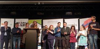 The six finalists of the 2019 Bears' Lair entrepreneurial competition are Transit One, AVROD, Alexander Optical, Electric Juice Factory, Emily Mae's Cookies & Sweets, and PedalBoro. (Photo: Jeannine Taylor / kawarthaNOW.com)