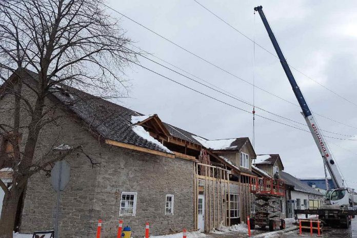 Exterior renovation work is now underway at  historic building at 4 May Street in Fenelon Falls. (Photo: Fenelon Falls Brewing Co.)