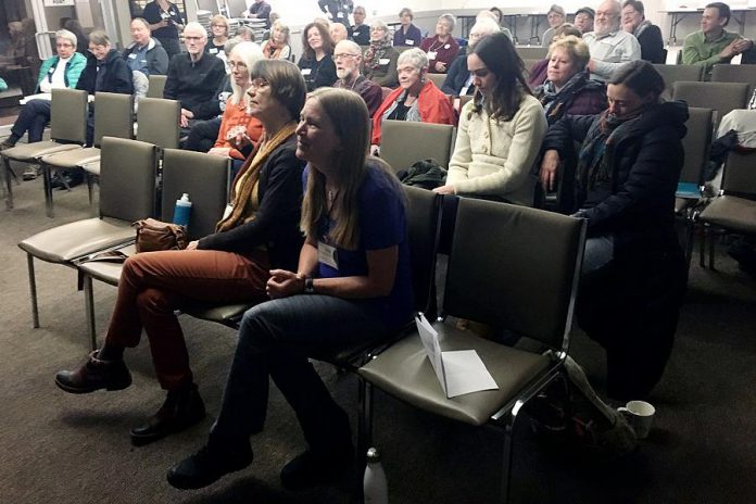 Members of Kawartha Commons and interested community members gathered at the Lions' Community Centre on March 6 to receive an update on plans to to develop and inhabit Peterborough's first cohousing development by 2023. (Photo: Paul Rellinger / kawarthaNOW.com)